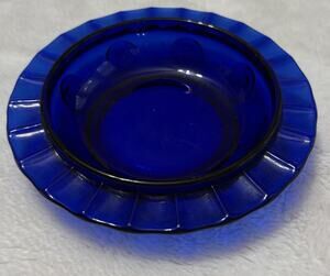 Cobalt Glass Butter Dish Martinsville Moondrops Blue 6" Bottom Only Art Vintage